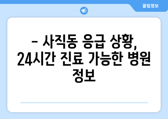 서울시 종로구 사직동 일요일 휴일 공휴일 야간 진료병원 리스트