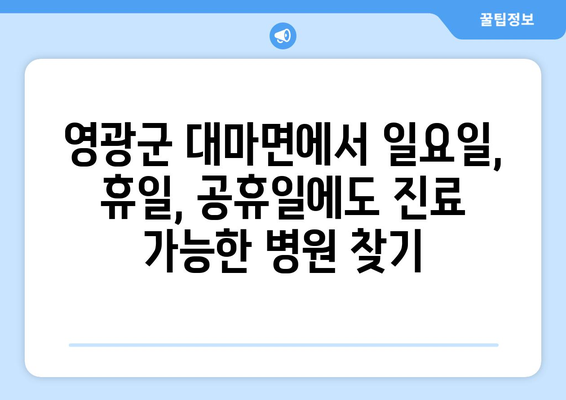 전라남도 영광군 대마면 일요일 휴일 공휴일 야간 진료병원 리스트