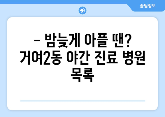 서울시 송파구 거여2동 일요일 휴일 공휴일 야간 진료병원 리스트