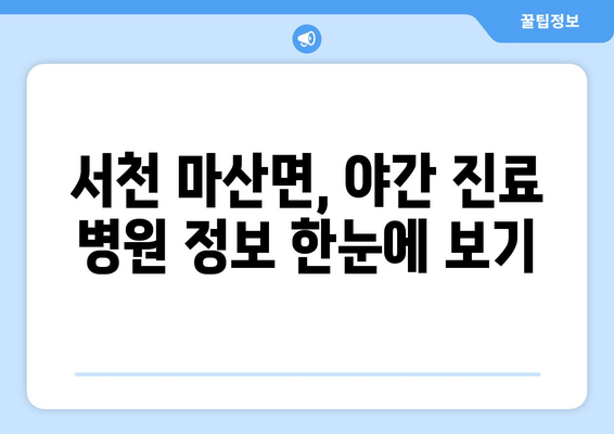 충청남도 서천군 마산면 일요일 휴일 공휴일 야간 진료병원 리스트