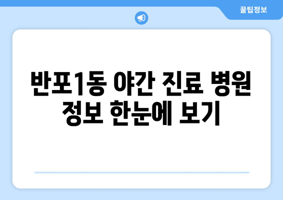 서울시 서초구 반포1동 일요일 휴일 공휴일 야간 진료병원 리스트