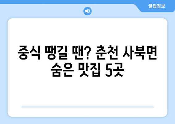 강원도 춘천시 사북면 점심 맛집 추천 한식 중식 양식 일식 TOP5