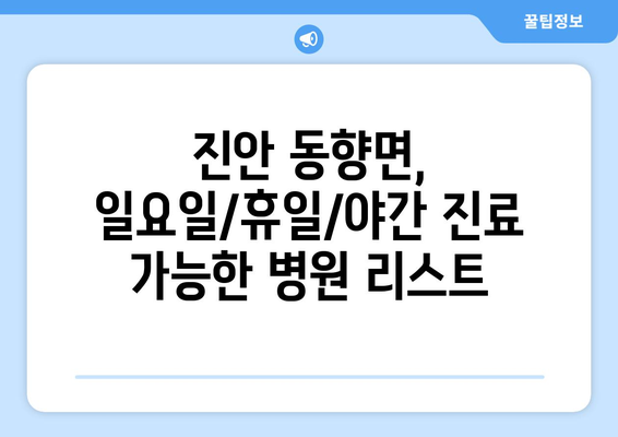 전라북도 진안군 동향면 일요일 휴일 공휴일 야간 진료병원 리스트