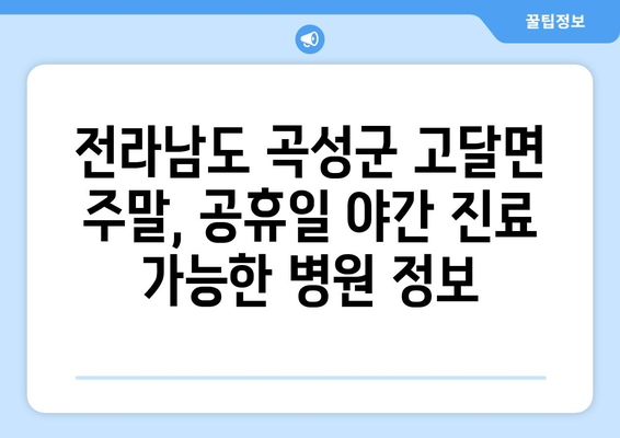 전라남도 곡성군 고달면 일요일 휴일 공휴일 야간 진료병원 리스트