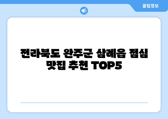 전라북도 완주군 삼례읍 점심 맛집 추천 한식 중식 양식 일식 TOP5