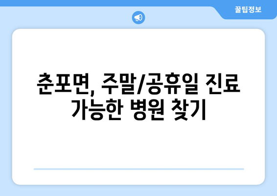 전라북도 익산시 춘포면 일요일 휴일 공휴일 야간 진료병원 리스트