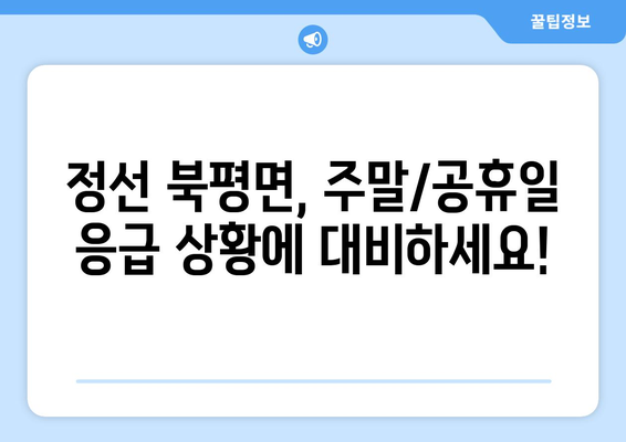 강원도 정선군 북평면 일요일 휴일 공휴일 야간 진료병원 리스트