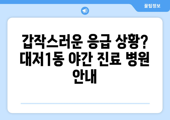 부산시 강서구 대저1동 일요일 휴일 공휴일 야간 진료병원 리스트