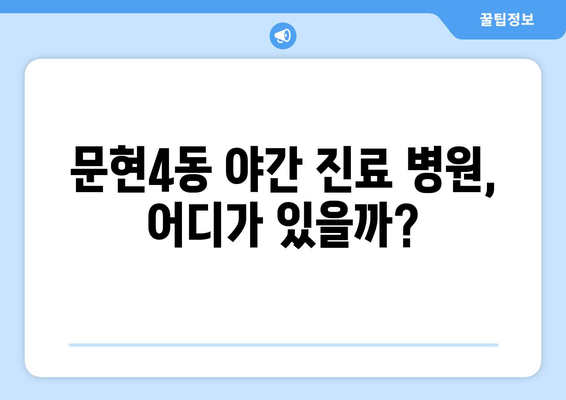 부산시 남구 문현4동 일요일 휴일 공휴일 야간 진료병원 리스트