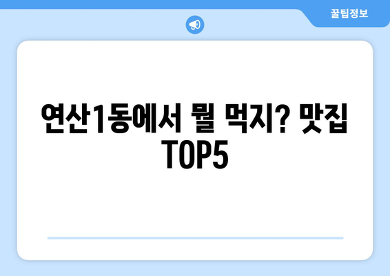 부산시 연제구 연산1동 점심 맛집 추천 한식 중식 양식 일식 TOP5