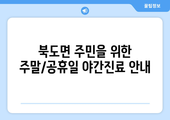 인천시 옹진군 북도면 일요일 휴일 공휴일 야간 진료병원 리스트