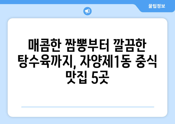 서울시 광진구 자양제1동 점심 맛집 추천 한식 중식 양식 일식 TOP5