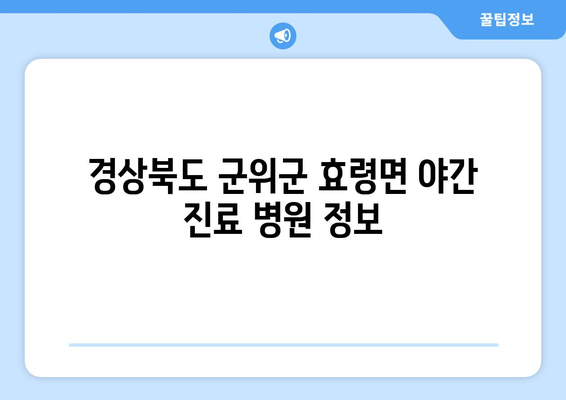 경상북도 군위군 효령면 일요일 휴일 공휴일 야간 진료병원 리스트