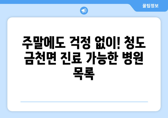 경상북도 청도군 금천면 일요일 휴일 공휴일 야간 진료병원 리스트