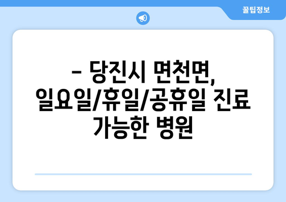 충청남도 당진시 면천면 일요일 휴일 공휴일 야간 진료병원 리스트