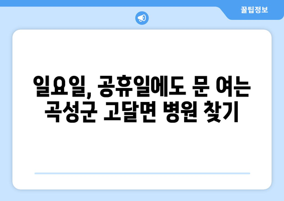 전라남도 곡성군 고달면 일요일 휴일 공휴일 야간 진료병원 리스트