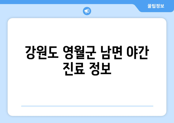 강원도 영월군 남면 일요일 휴일 공휴일 야간 진료병원 리스트