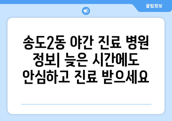 인천시 연수구 송도2동 일요일 휴일 공휴일 야간 진료병원 리스트