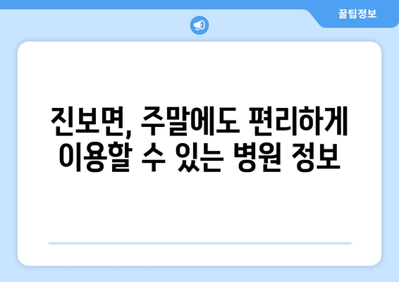 경상북도 청송군 진보면 일요일 휴일 공휴일 야간 진료병원 리스트