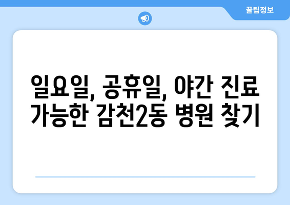 부산시 사하구 감천2동 일요일 휴일 공휴일 야간 진료병원 리스트