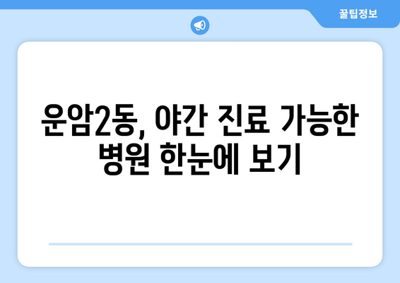 광주시 북구 운암2동 일요일 휴일 공휴일 야간 진료병원 리스트