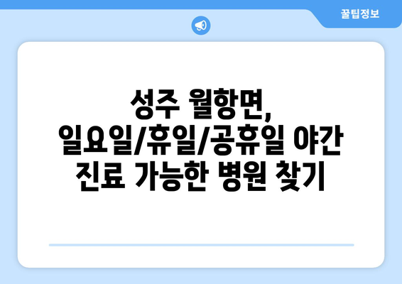 경상북도 성주군 월항면 일요일 휴일 공휴일 야간 진료병원 리스트