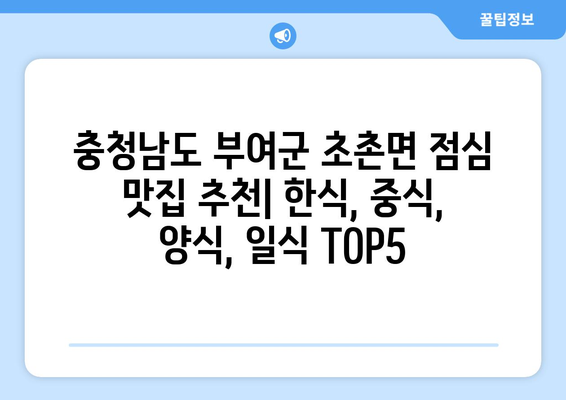 충청남도 부여군 초촌면 점심 맛집 추천 한식 중식 양식 일식 TOP5