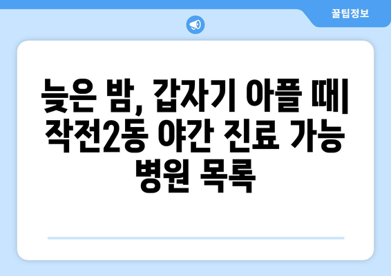 인천시 계양구 작전2동 일요일 휴일 공휴일 야간 진료병원 리스트