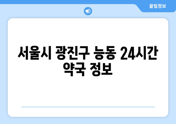 서울시 광진구 능동 24시간 토요일 일요일 휴일 공휴일 야간 약국