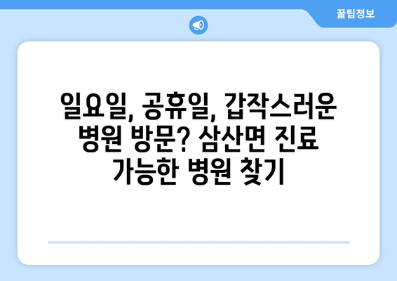 인천시 강화군 삼산면 일요일 휴일 공휴일 야간 진료병원 리스트