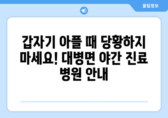 경상남도 합천군 대병면 일요일 휴일 공휴일 야간 진료병원 리스트