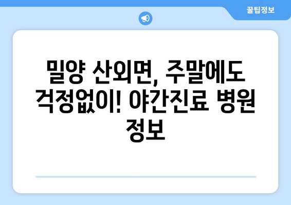 경상남도 밀양시 산외면 일요일 휴일 공휴일 야간 진료병원 리스트