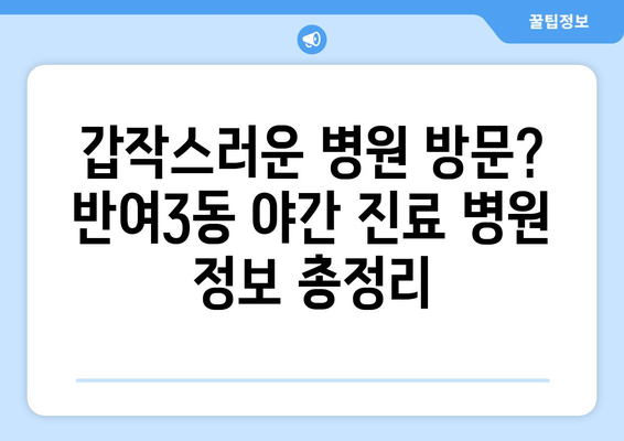 부산시 해운대구 반여3동 일요일 휴일 공휴일 야간 진료병원 리스트