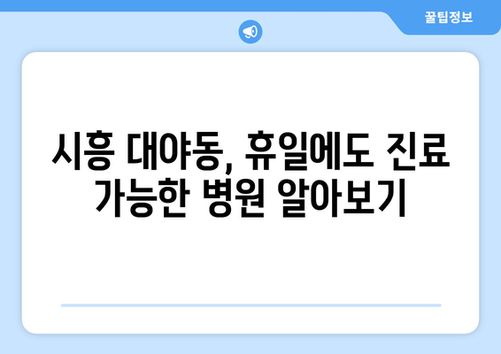 경기도 시흥시 대야동 일요일 휴일 공휴일 야간 진료병원 리스트