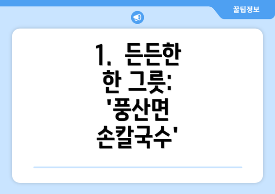 1.  든든한 한 그릇: '풍산면 손칼국수'