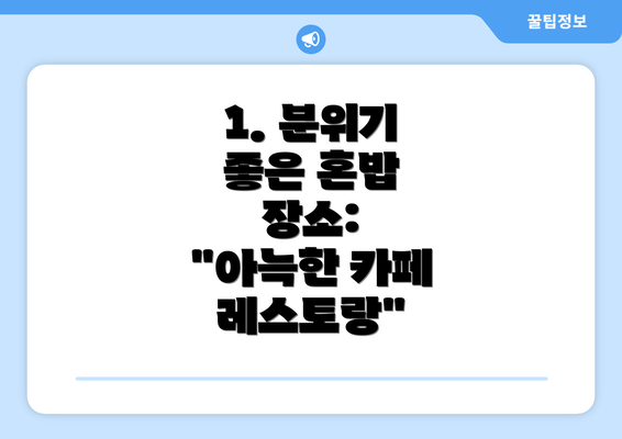 1. 분위기 좋은 혼밥 장소:  "아늑한 카페 레스토랑"