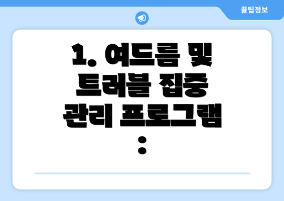 1. 여드름 및 트러블 집중 관리 프로그램 :