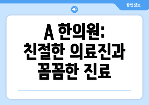 A 한의원:  친절한 의료진과 꼼꼼한 진료