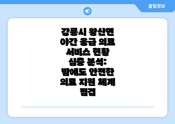 강릉시 왕산면 야간 응급 의료 서비스 현황 심층 분석: 밤에도 안전한 의료 지원 체계 점검