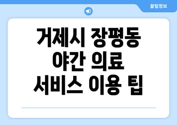 거제시 장평동 야간 의료 서비스 이용 팁