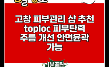 고창 피부관리 샵 추천 toploc 피부탄력 주름 개선 안면윤곽 가능