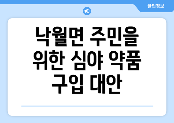 낙월면 주민을 위한 심야 약품 구입 대안