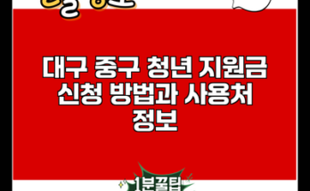 대구 중구 청년 지원금 신청 방법과 사용처 정보