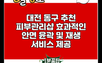 대전 동구 추천 피부관리샵 효과적인 안면 윤곽 및 재생 서비스 제공