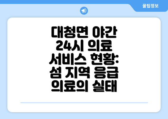 대청면 야간 24시 의료 서비스 현황: 섬 지역 응급 의료의 실태