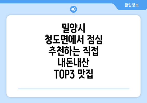 밀양시 청도면에서 점심 추천하는 직접 내돈내산 TOP3 맛집