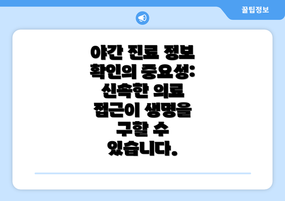 야간 진료 정보 확인의 중요성:  신속한 의료 접근이 생명을 구할 수 있습니다.