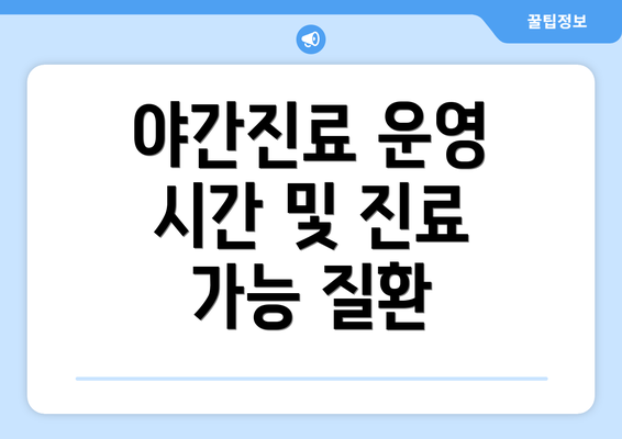 야간진료 운영 시간 및 진료 가능 질환