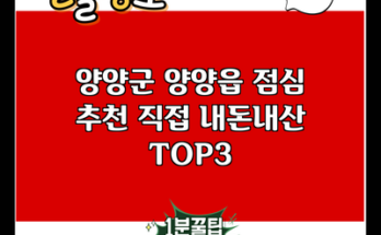 양양군 양양읍 점심 추천 직접 내돈내산 TOP3