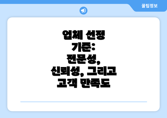 업체 선정 기준:  전문성, 신뢰성, 그리고 고객 만족도